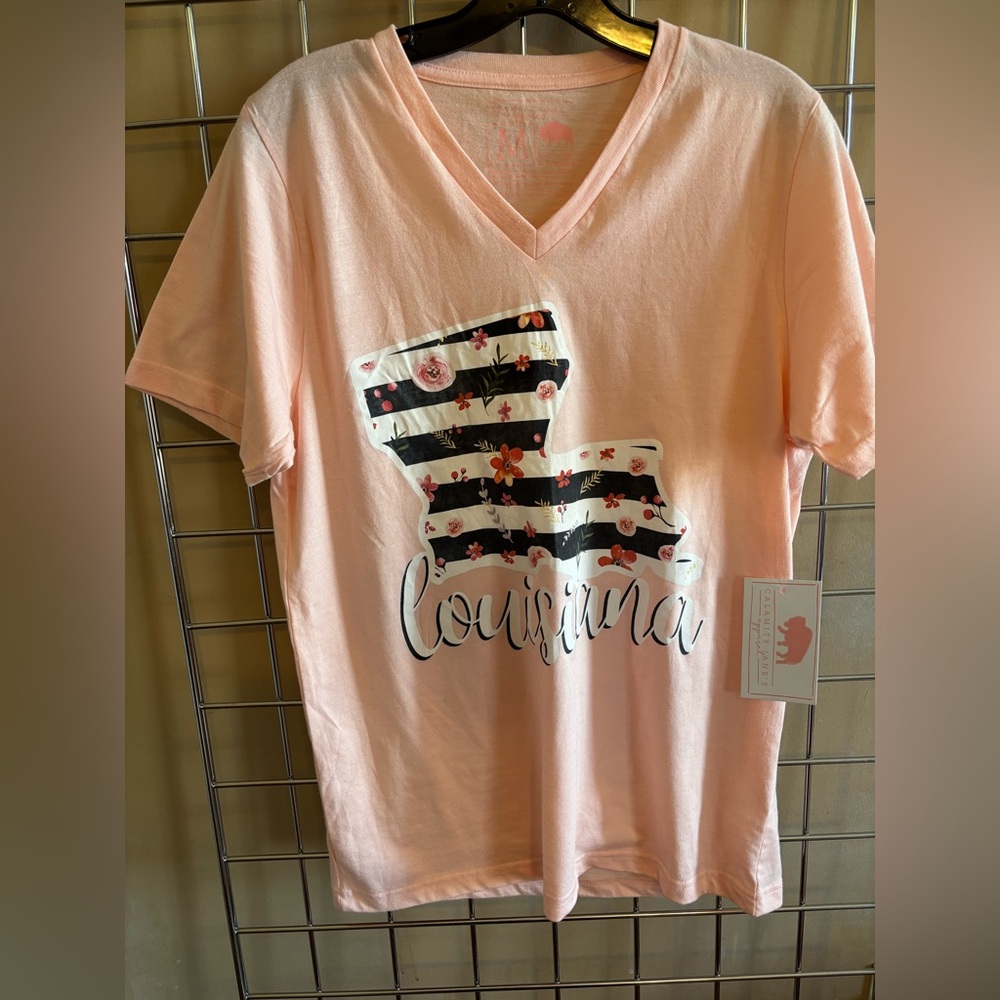 NWT Louisiana Floral Pink Graphic T-Shirt Sz M